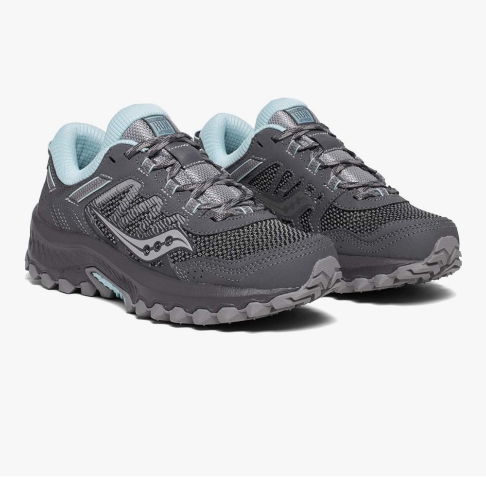 Saucony  Gray and Blue Athletic Shoes with Trail-Ready Design
